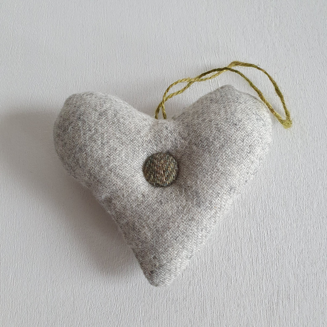 Lavender Tweed Heart Button